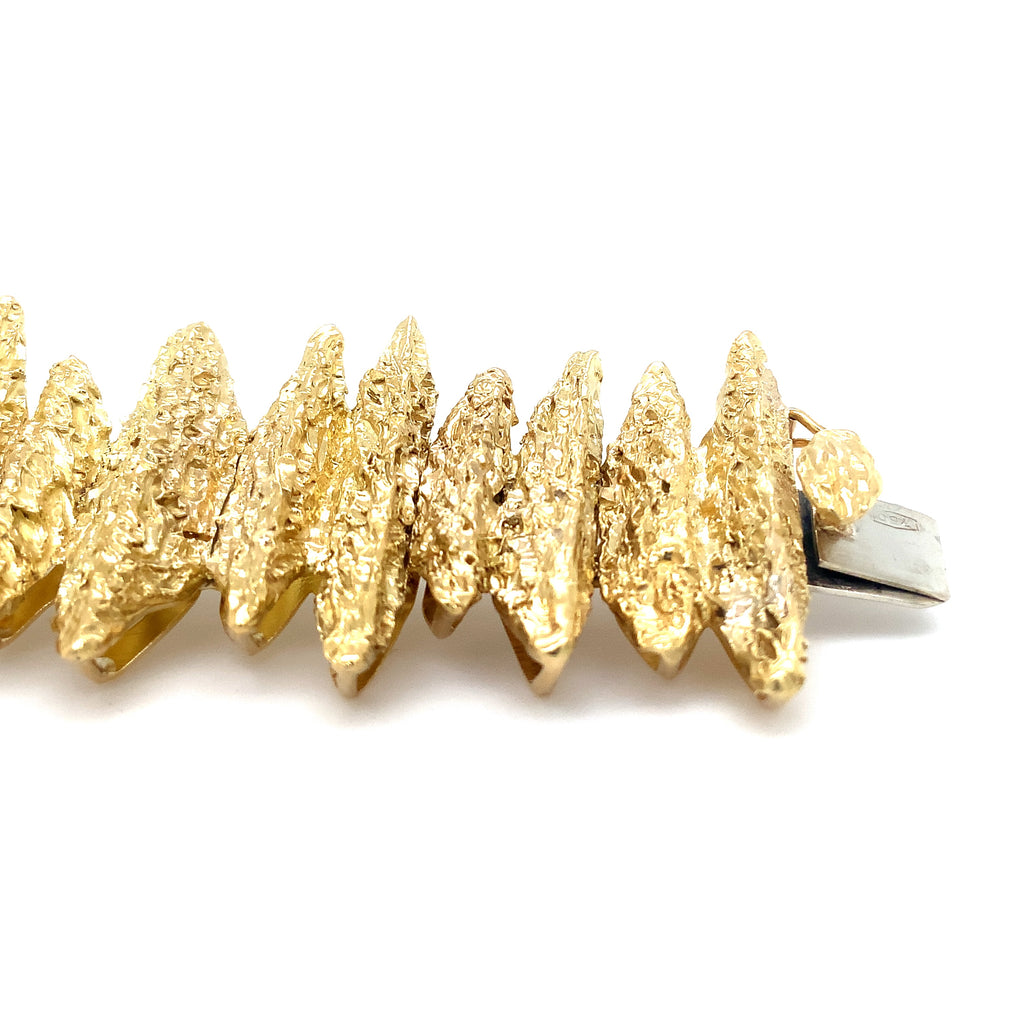 One of a Kind Vintage Organic Textured 18K Green Gold Hand Made Italian Bracelet - Image 3 of 4