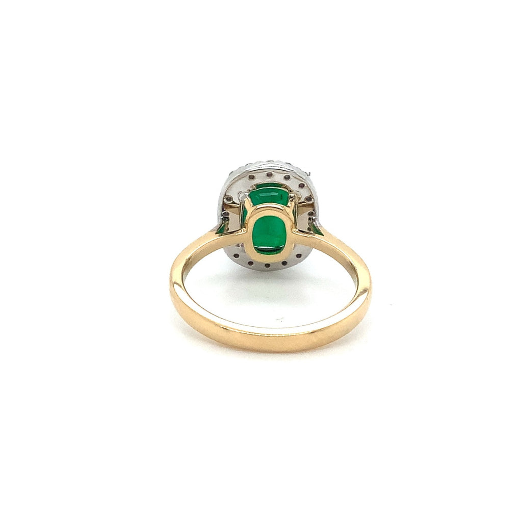 Roman+Jules Natural Certified Zambian Emerald  2.51 ct Cushion Shape set in 18K Yellow Gold Halo Ring - Image 4 of 5