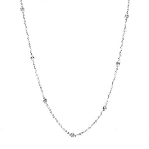 Diamonds By the Yard Necklace with 18 stations Round Brilliant Diamonds 0.70ctw 14K White Gold - Image 1 of 2