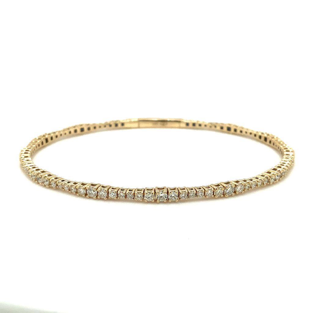 Flexi Single Row Diamond Tennis Bracelet 1.33 Carats t.w. Set in 14 Karat Yellow Gold. - Image 1 of 3