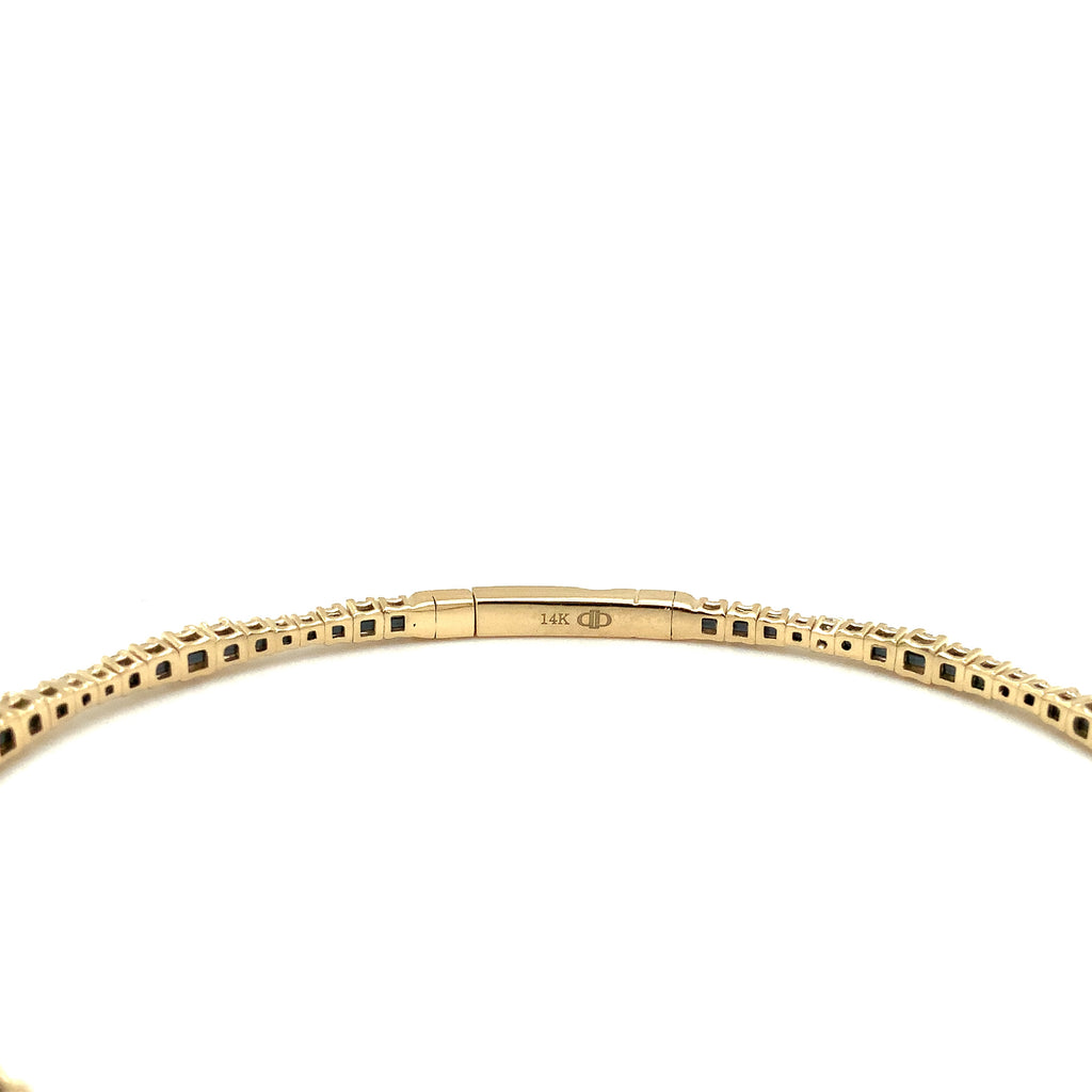 Flexi Single Row Diamond Tennis Bracelet 1.33 Carats t.w. Set in 14 Karat Yellow Gold. - Image 2 of 3