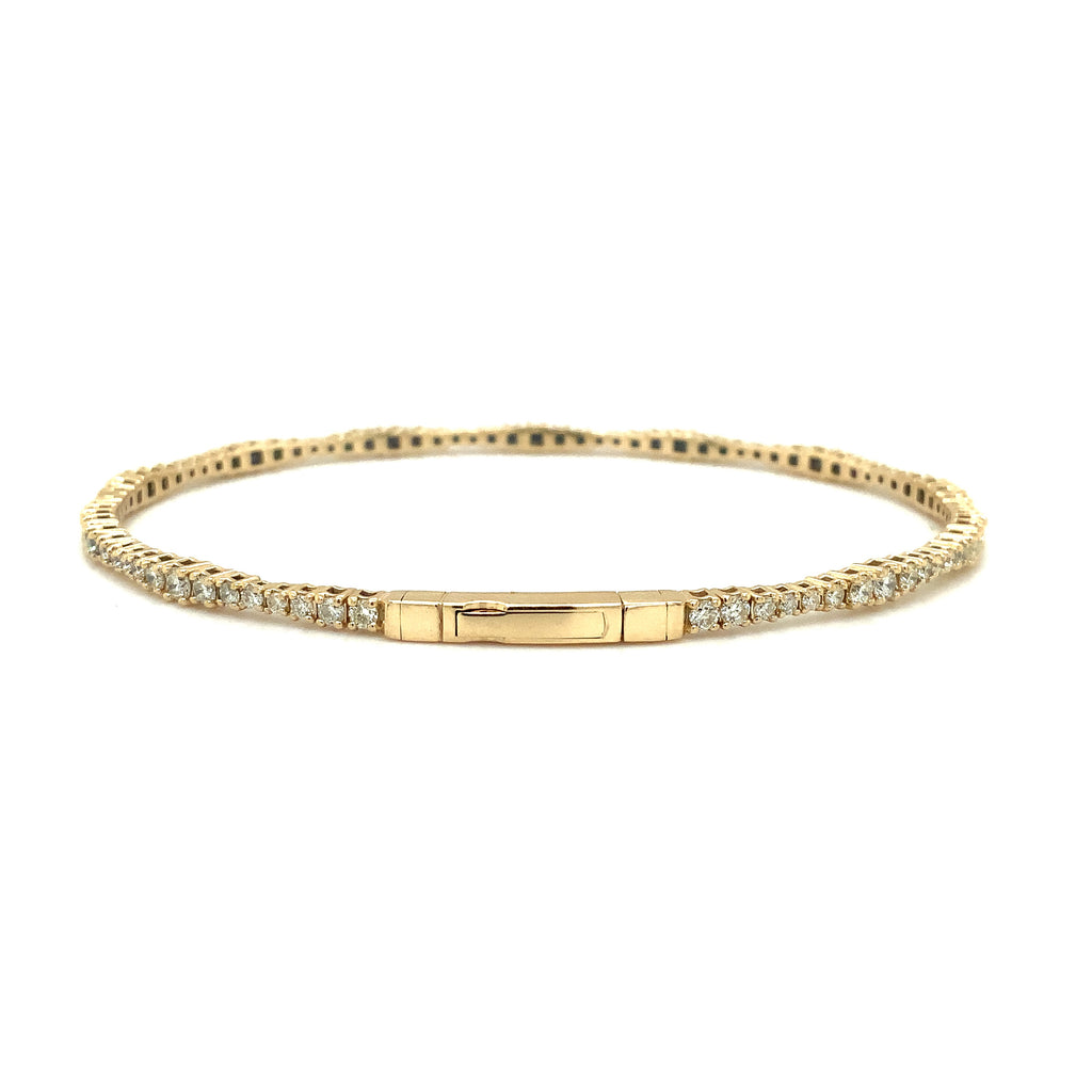Flexi Single Row Diamond Tennis Bracelet 1.33 Carats t.w. Set in 14 Karat Yellow Gold. - Image 3 of 3