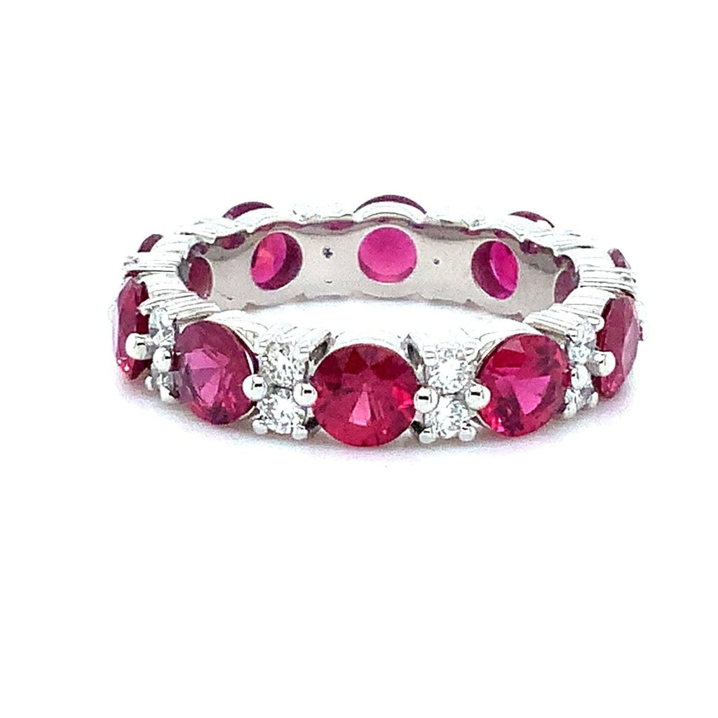 Roman+Jules Gem Quality Ruby and Diamond Eternity Band Set in Platinum - Image 1 of 5