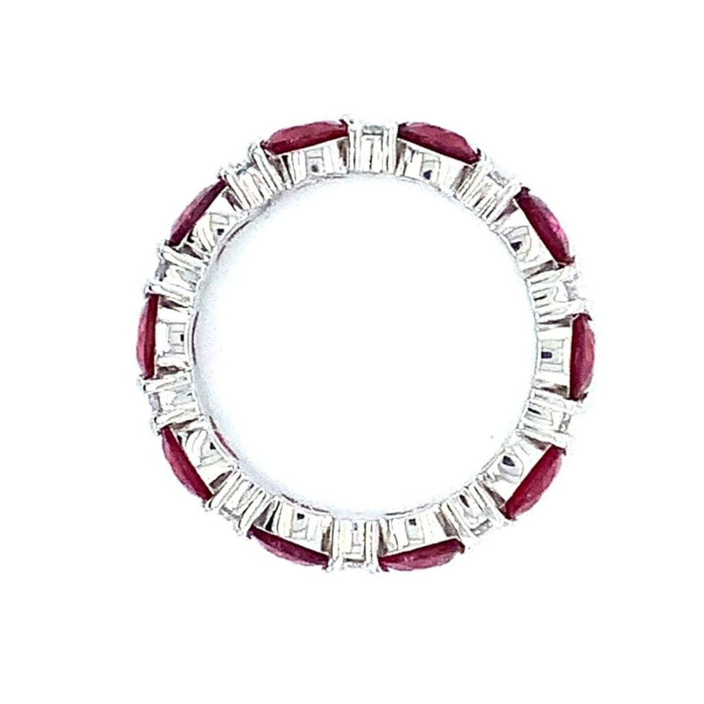 Roman+Jules Gem Quality Ruby and Diamond Eternity Band Set in Platinum - Image 2 of 5