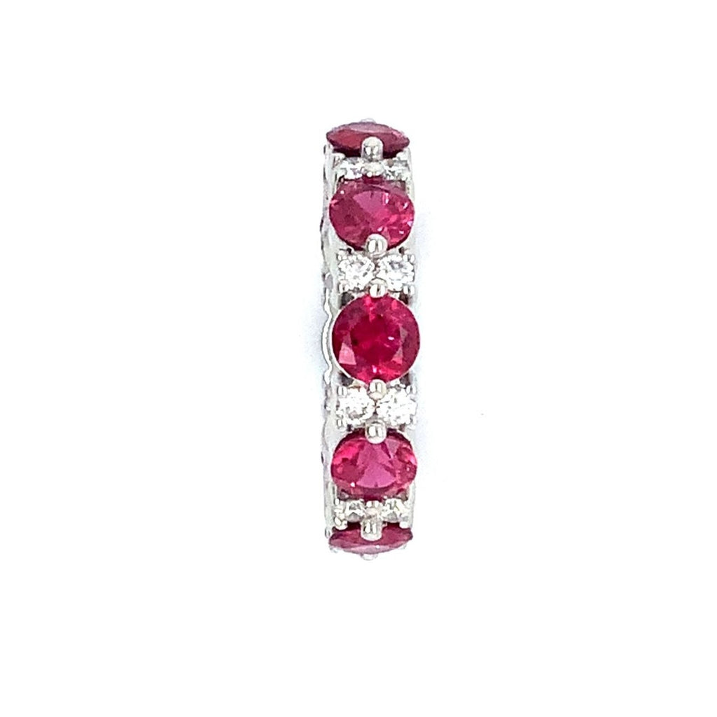 Roman+Jules Gem Quality Ruby and Diamond Eternity Band Set in Platinum - Image 3 of 5