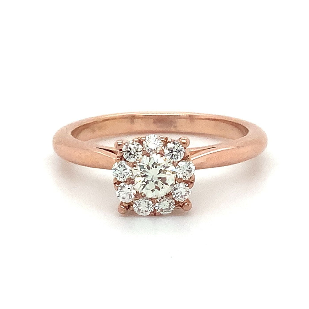 Roman + Jules Halo Diamond Ring Set in 14K Rose Gold - Image 2 of 4