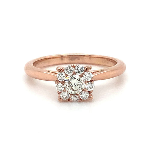 Roman + Jules Halo Diamond Ring Set in 14K Rose Gold - Image 1 of 4