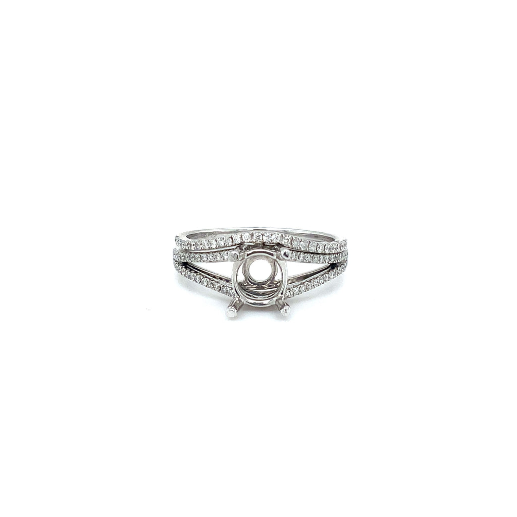 Diamond Wedding Set Semi Mounting Round Brilliant Diamonds 0.45 ctw 14K White Gold - Image 1 of 5