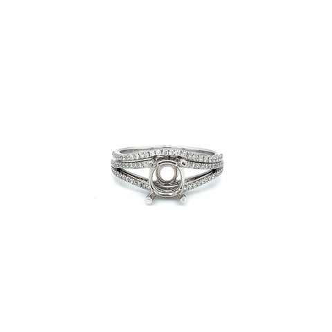 Diamond Wedding Set Semi Mounting Round Brilliant Diamonds 0.45 ctw 14K White Gold - Image 1 of 5