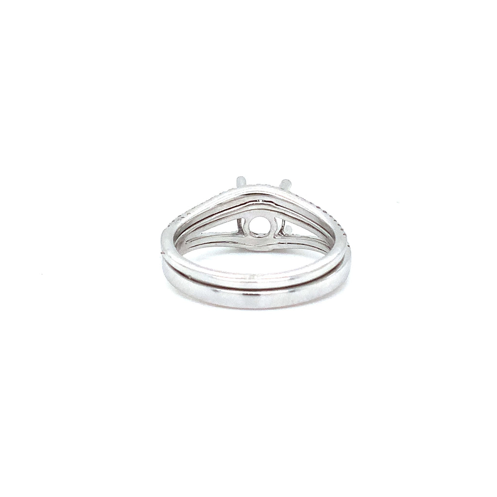 Diamond Wedding Set Semi Mounting Round Brilliant Diamonds 0.45 ctw 14K White Gold - Image 4 of 5