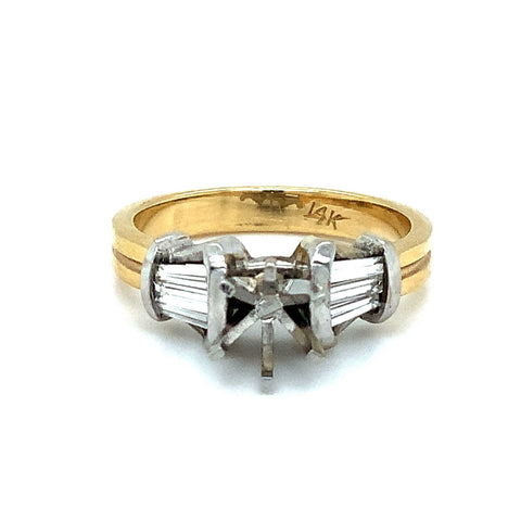 Ladies Baguette Diamond Semi-Mounting set in 14 kt white and Yellow Gold. - Image 1 of 4