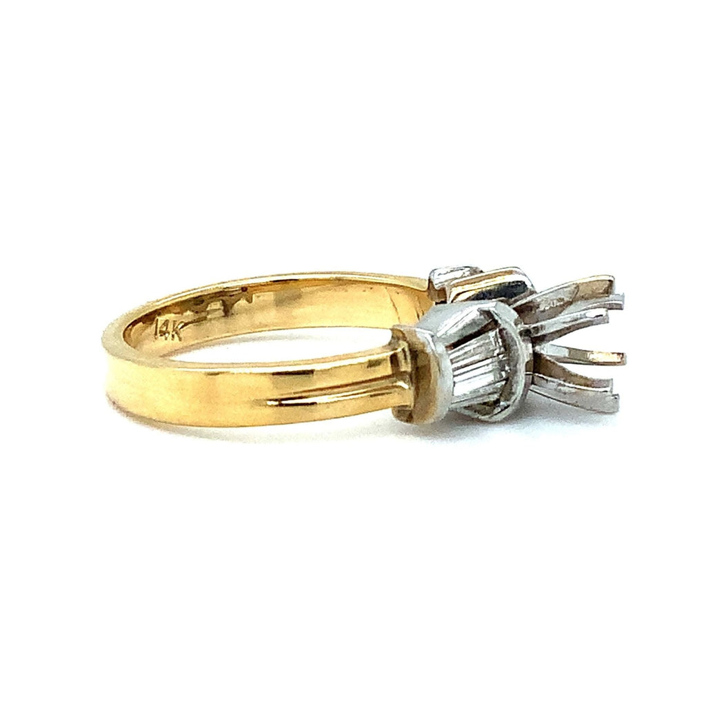 Ladies Baguette Diamond Semi-Mounting set in 14 kt white and Yellow Gold. - Image 2 of 4