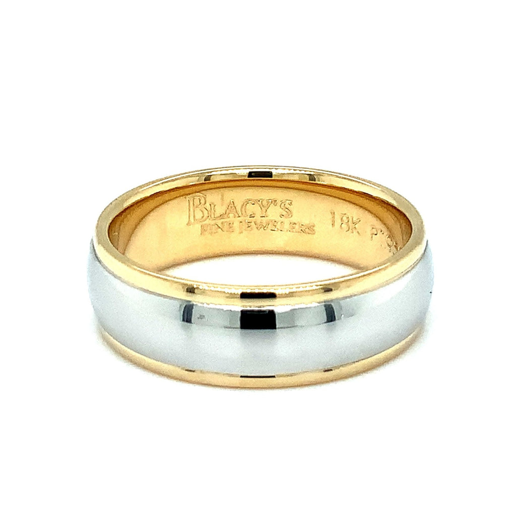 Men's Platinum and 18 kt Yellow Gold  7mm wide Wedding band - Image 2 of 5