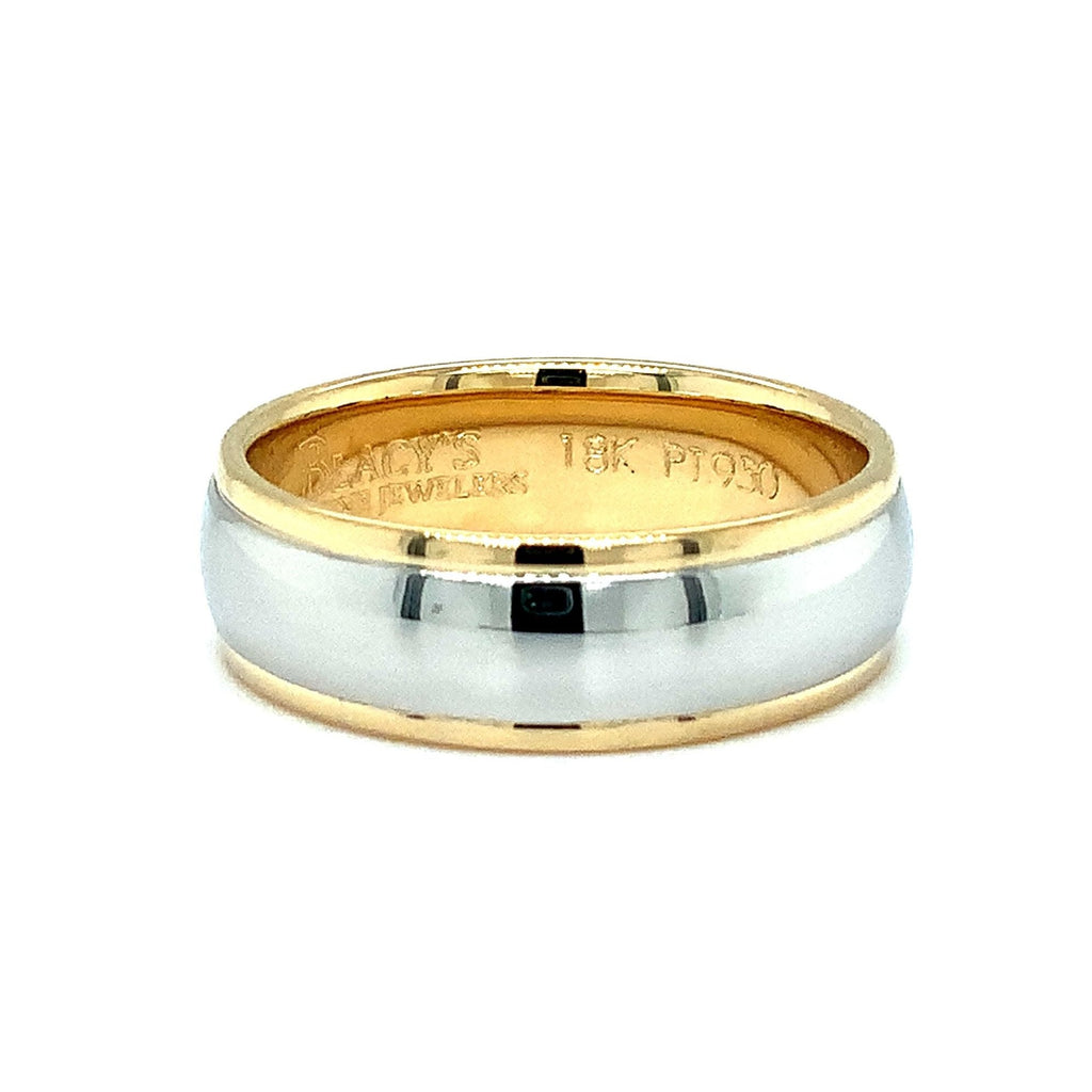 Men's Platinum and 18 kt Yellow Gold  7mm wide Wedding band - Image 1 of 5