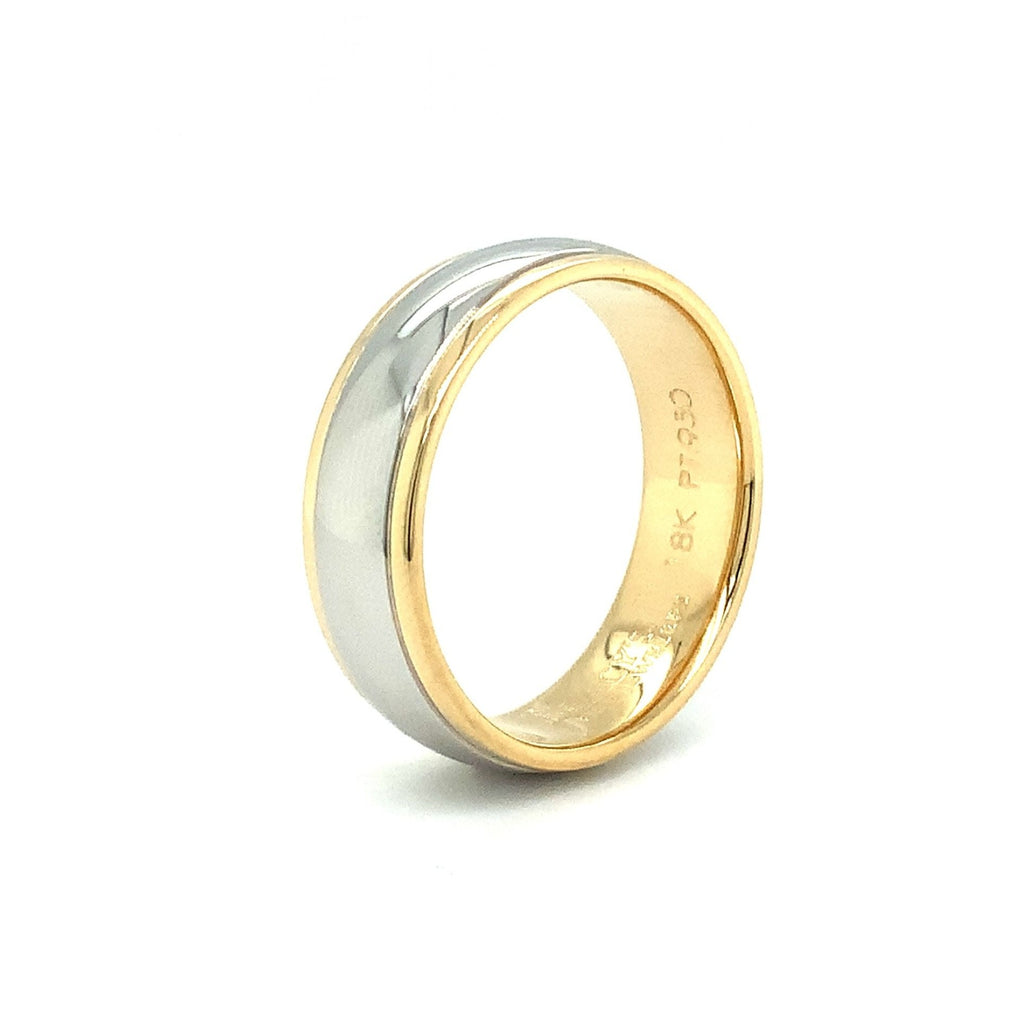 Men's Platinum and 18 kt Yellow Gold  7mm wide Wedding band - Image 4 of 5