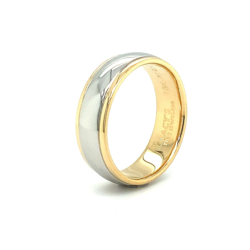 Men's Platinum and 18 kt Yellow Gold  7mm wide Wedding band - Image 5 of 5