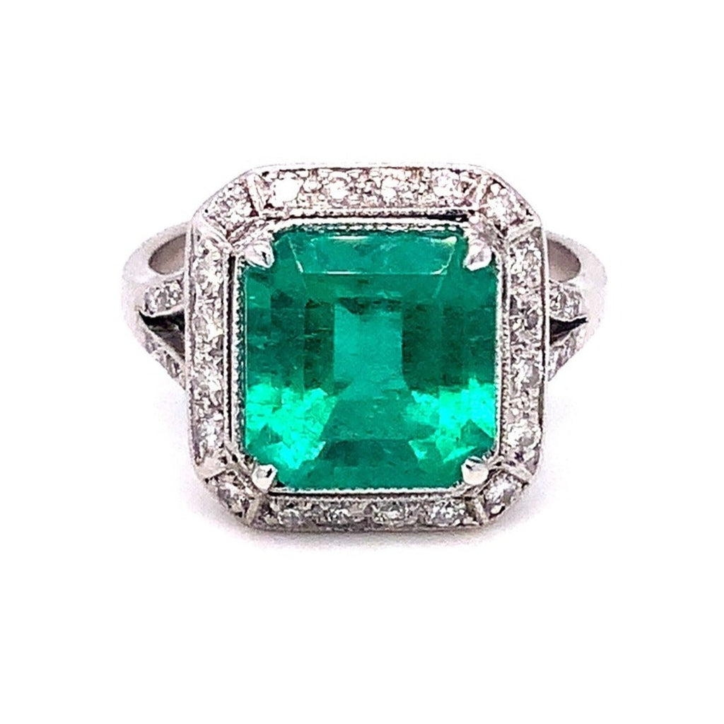 Vintage 3.19 ct Emerald and Diamond Ring set in 18 kt White Gold - Image 1 of 14