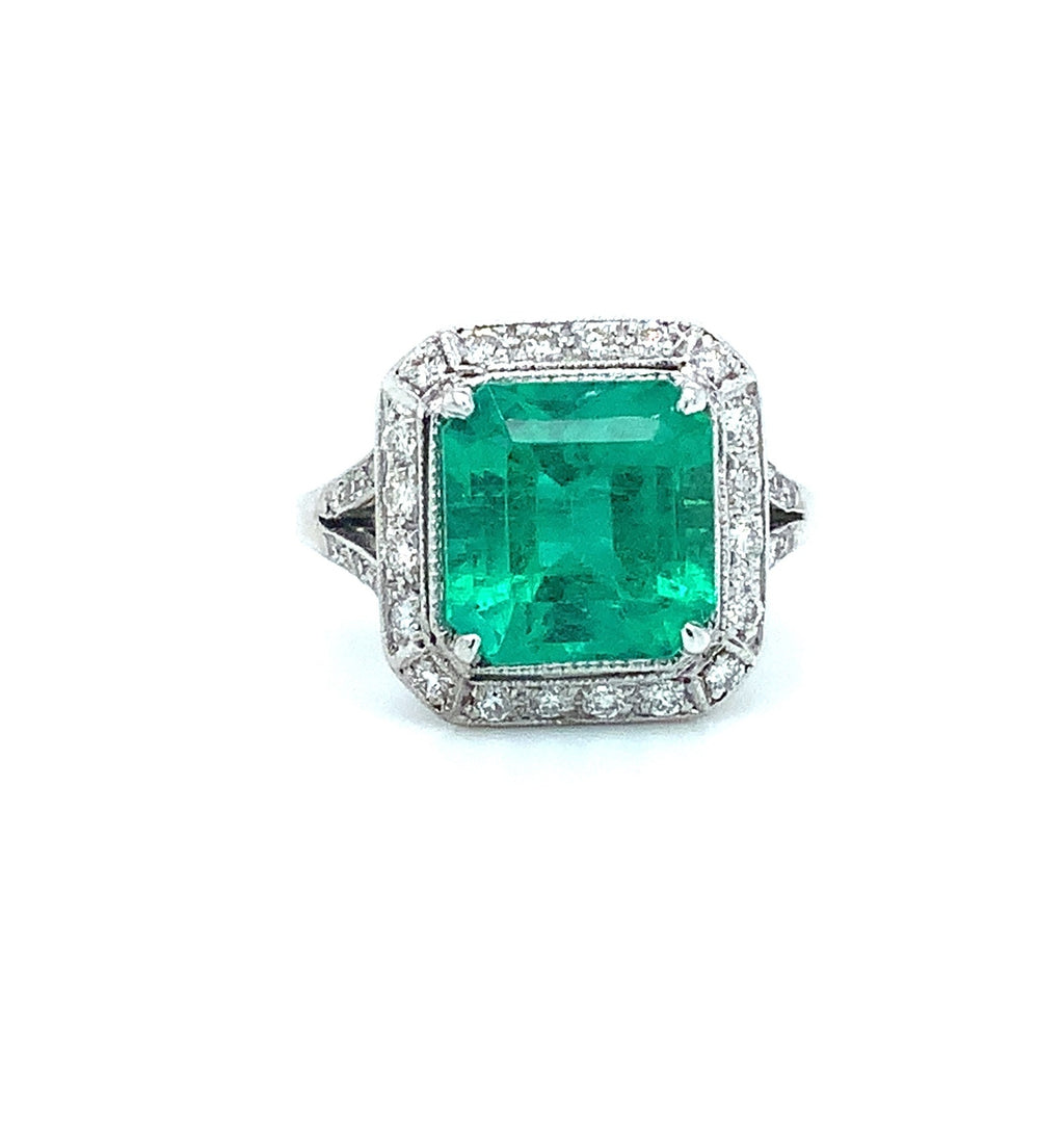 Vintage 3.19 ct Emerald and Diamond Ring set in 18 kt White Gold - Image 2 of 14