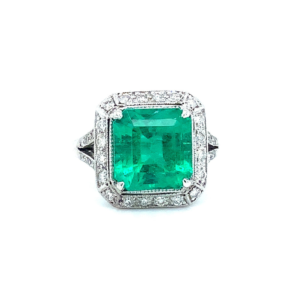 Vintage 3.19 ct Emerald and Diamond Ring set in 18 kt White Gold - Image 3 of 14
