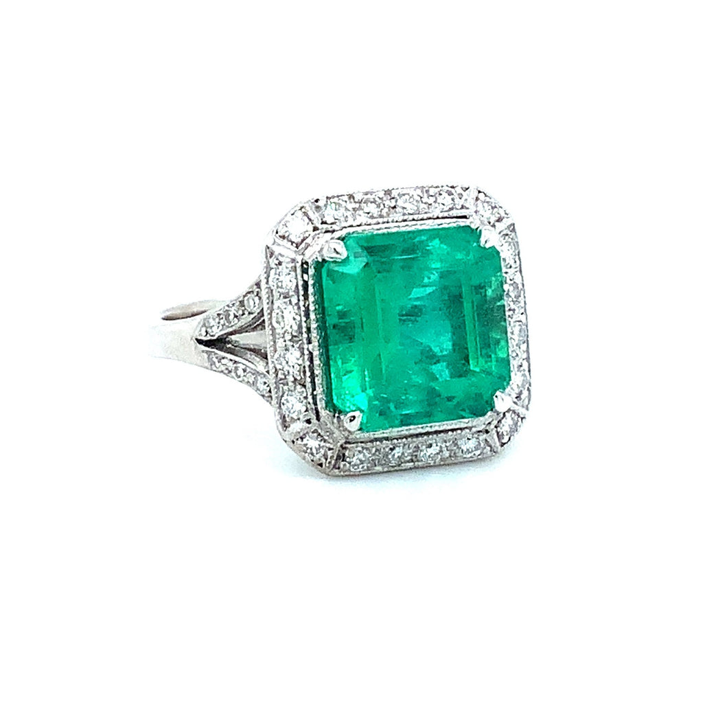 Vintage 3.19 ct Emerald and Diamond Ring set in 18 kt White Gold - Image 4 of 14
