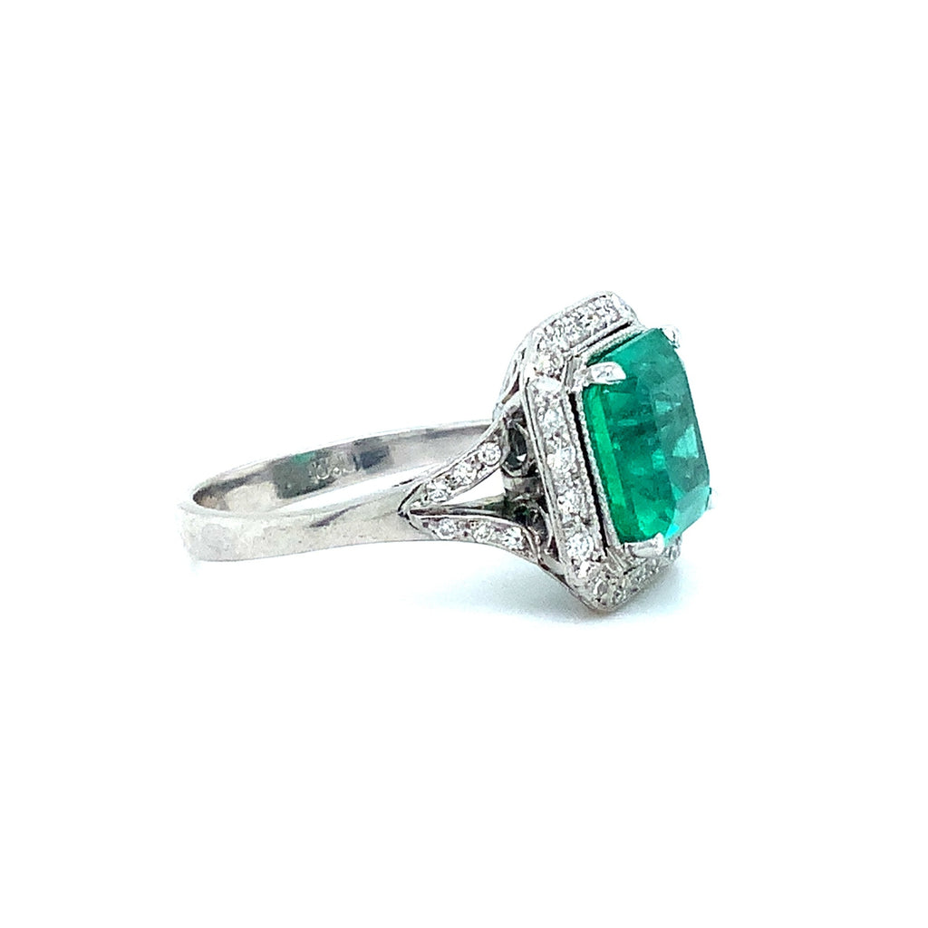 Vintage 3.19 ct Emerald and Diamond Ring set in 18 kt White Gold - Image 5 of 14