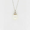 oval south sea cultured pearl and diamond pendant 0.12 cts t.w. 14 kt white gold pendant and chain