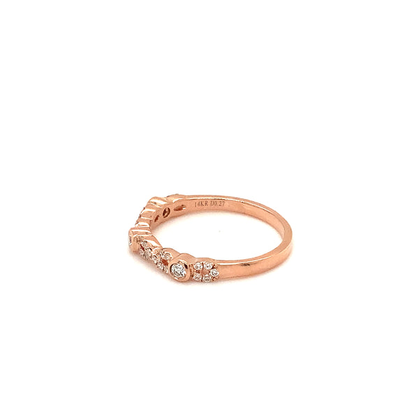 stackable rose gold bezel and pave set infinity diamond band set in 14 kt rose gold