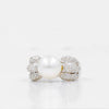 white cultured south sea pearl and diamond ring triple split shank design 18k white gold
