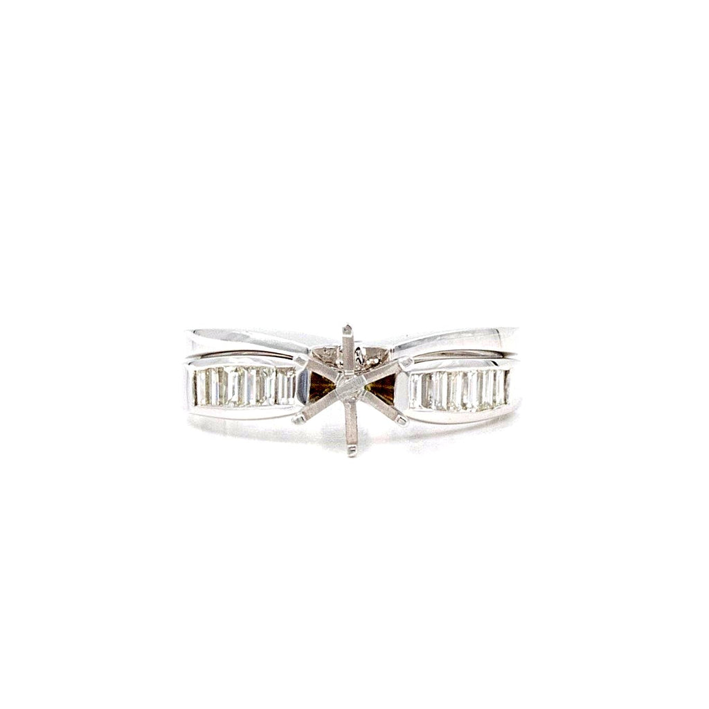 semi mounting wedding set with baguettes channel set diamonds 0.41 ctw 14k white gold