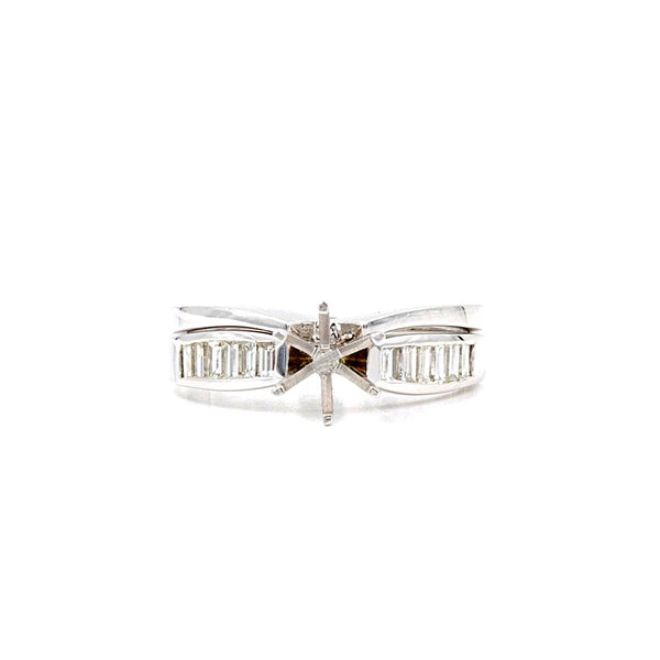 semi mounting wedding set with baguettes channel set diamonds 0.41 ctw 14k white gold