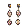 moonstone and black diamond drop earrings w/tanzanite & pink sapphire accents sterling silver