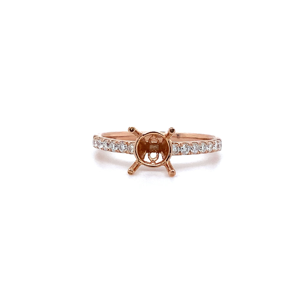 rose gold 4 prong basket diamond semi-mounting set in 18k rose gold