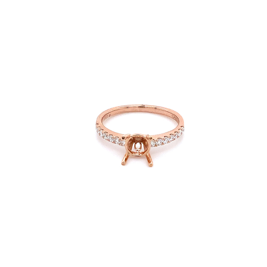 rose gold 4 prong basket diamond semi-mounting set in 18k rose gold