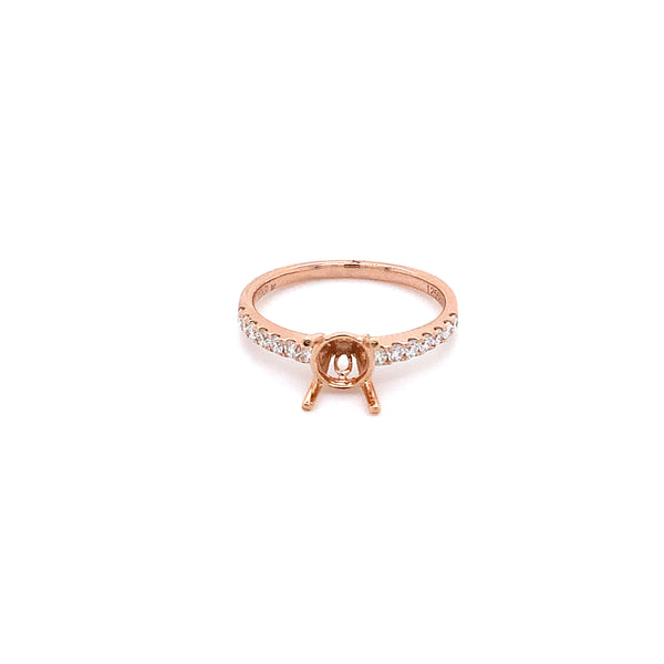 rose gold 4 prong basket diamond semi-mounting set in 18k rose gold