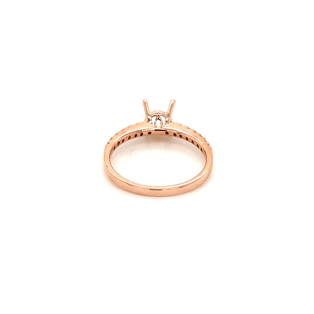 rose gold 4 prong basket diamond semi-mounting set in 18k rose gold