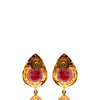 oxidized sterling silver and gold vermeil double teardrop pink sapphire and ruby slice earring