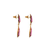 oxidized sterling silver and gold vermeil double teardrop pink sapphire and ruby slice earring