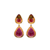 oxidized sterling silver and gold vermeil double teardrop pink sapphire and ruby slice earring