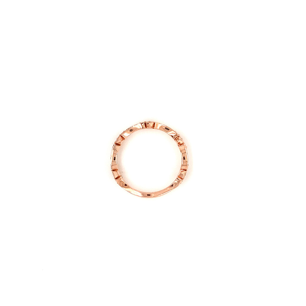 stackable fancy beaded avril  shaped diamond band set  in 14 kt rose gold.
