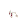 deco style ruby baguette and brilliant cut diamond earring set in 14 kt white gold.