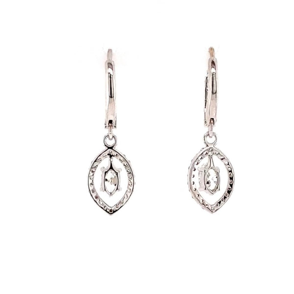 marquise shaped diamond halo drop earring in 18 kt white gold  1.91 cts t.w.