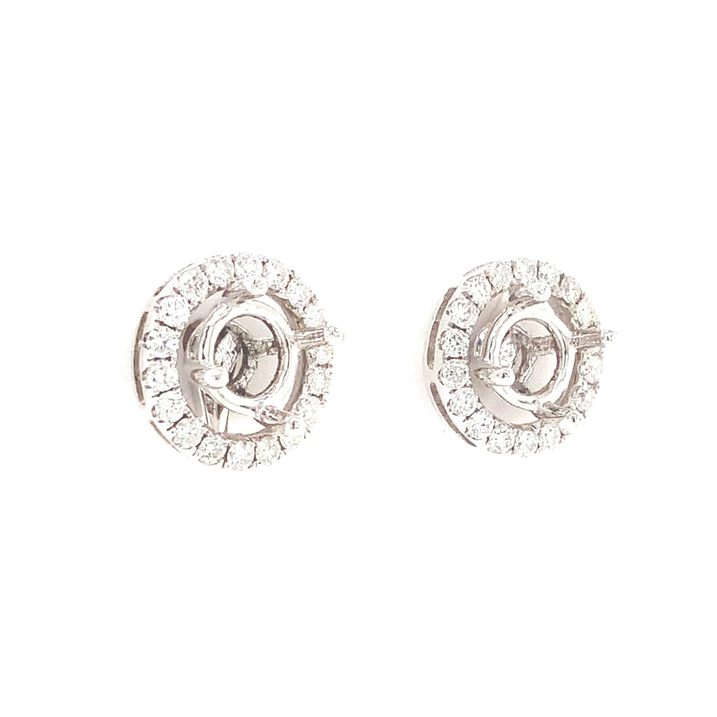 versatile diamond earring post mounting with diamond drops or earring jacket design in 18 kt white gold.