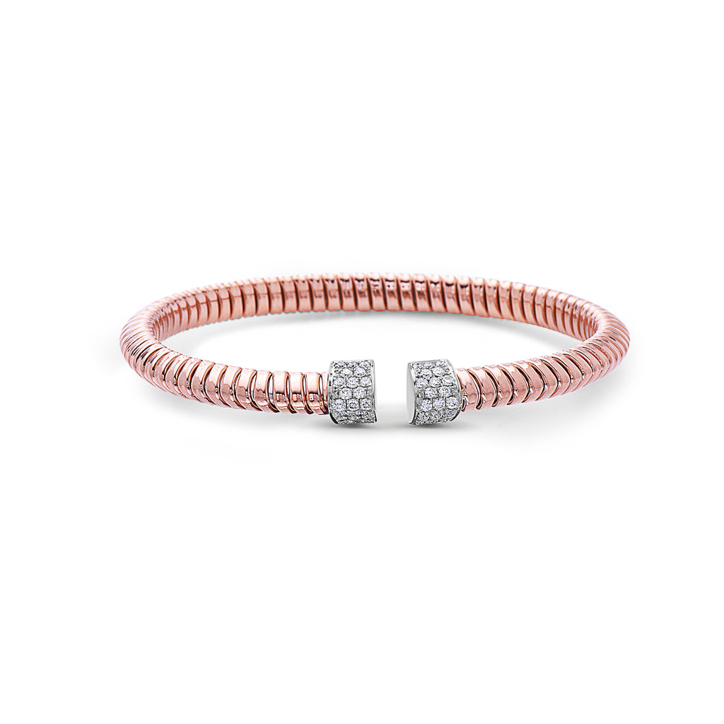 Afarin Collection Tubogas Diamond Cuff Bangle Bracelet in 18K Pink and White Gold - Image 1 of 6