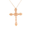 ornate filigree statement diamond cross in 18 kt rose gold. 0.75 cts t.w.