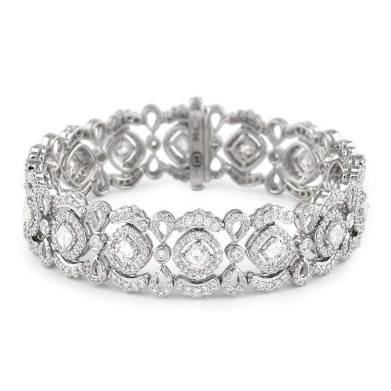 christopher designs crisscut® diamond lace beyaz bracelet 18k white gold