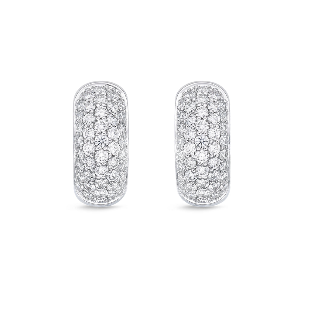 Memoire White Gold 5 Row 88 Round Brilliant Diamond .80 ctw Pave Huggies Earring | Blacy's Fine Jewelers