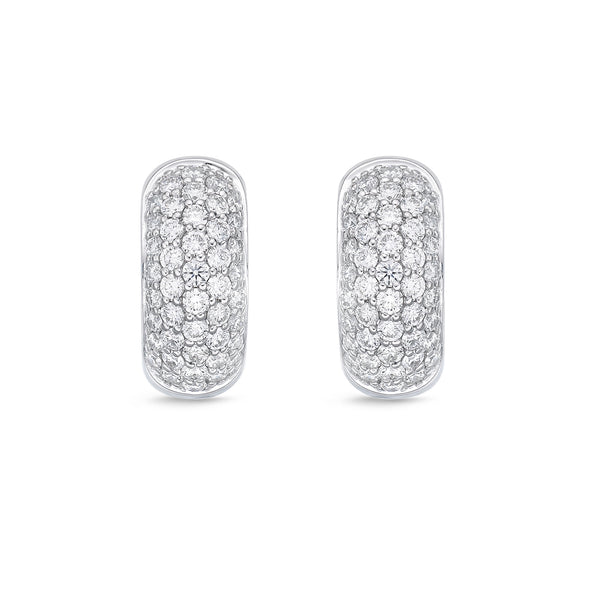 Memoire White Gold 5 Row 88 Round Brilliant Diamond .80 ctw Pave Huggies Earring | Blacy's Fine Jewelers