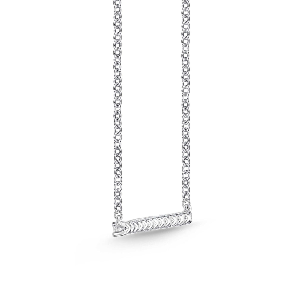 Memoire Classic Bar Necklace 12 Round Brilliant Diamonds Equal 0.29 ctw 18K White Gold | Blacy's Fine Jewelers