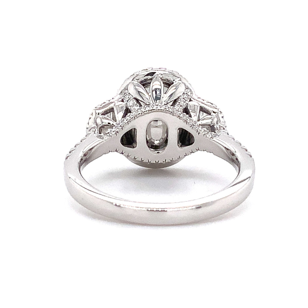 Roman + Jules Natural GIA Certified No Heat Oval Purplish-Pink Sapphire and Diamond Ring set in Platinum - Image 4 of 6