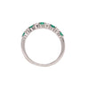 classic emerald and diamond straight line shared prong band in 14k white gold